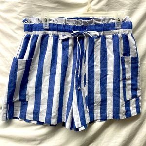 Cotton Bleu 2 pocket lined drawstring shorts ladies sz L 3/21/4